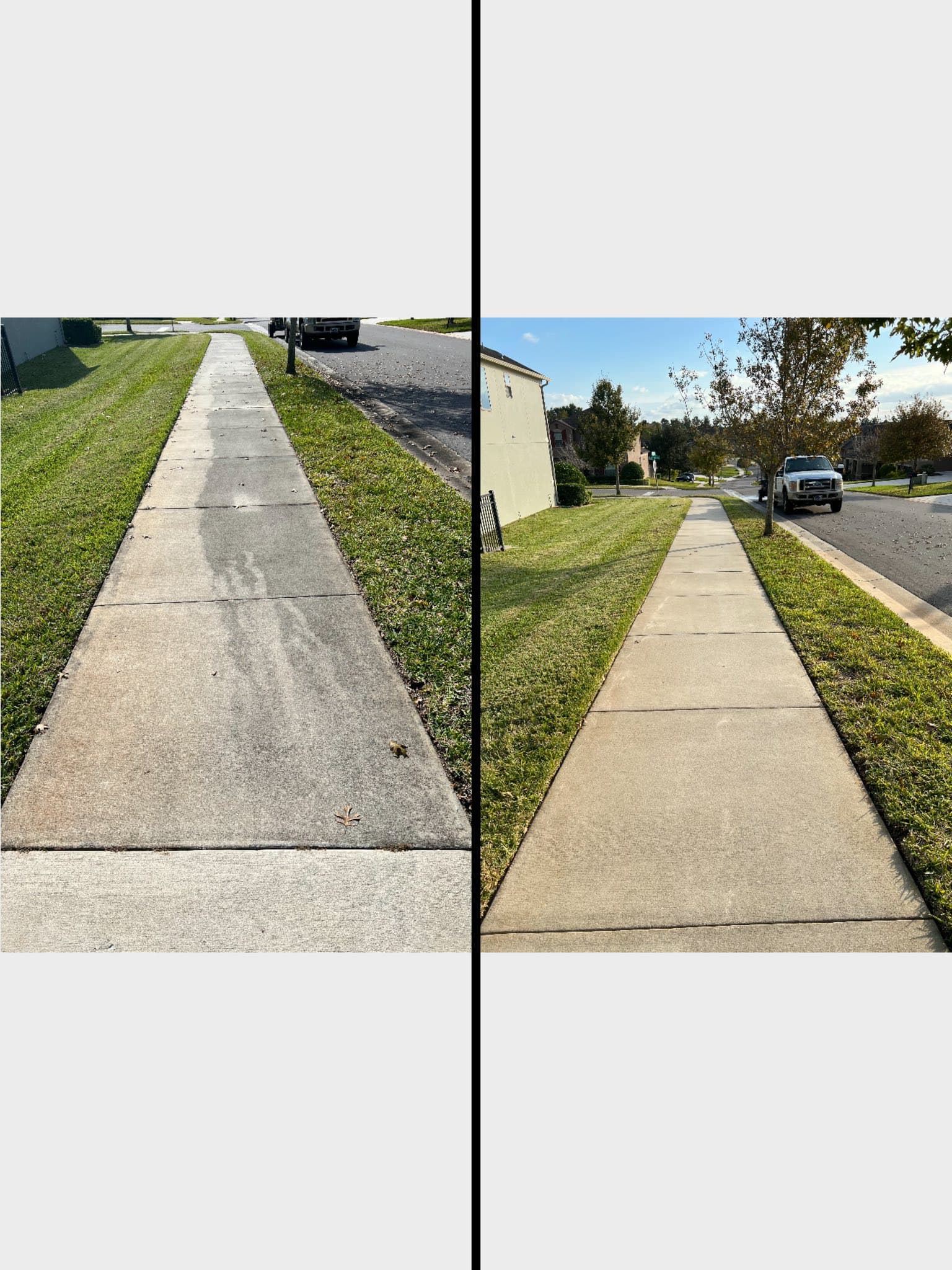 Sidewalk before and after